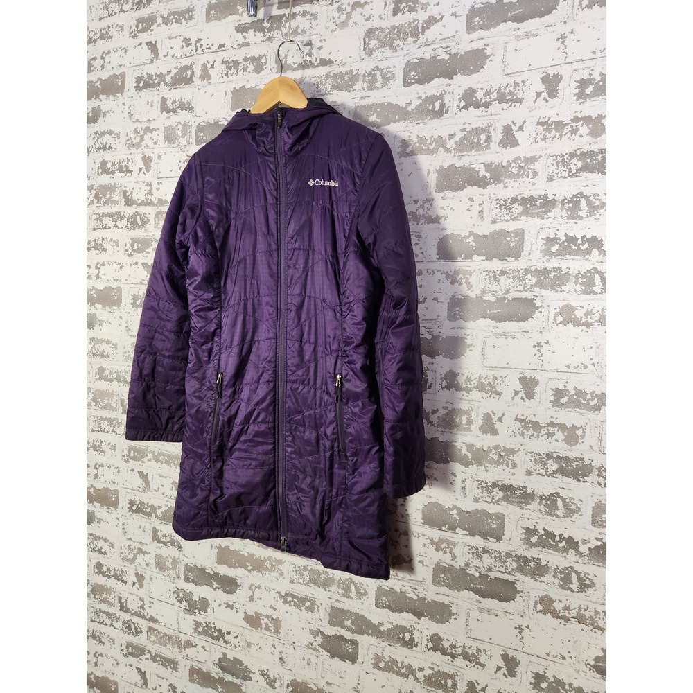 Columbia Omni Heat Insulated Hooded Parka Jacket Purple Women's XS Lightweight - Picture 5 of 16